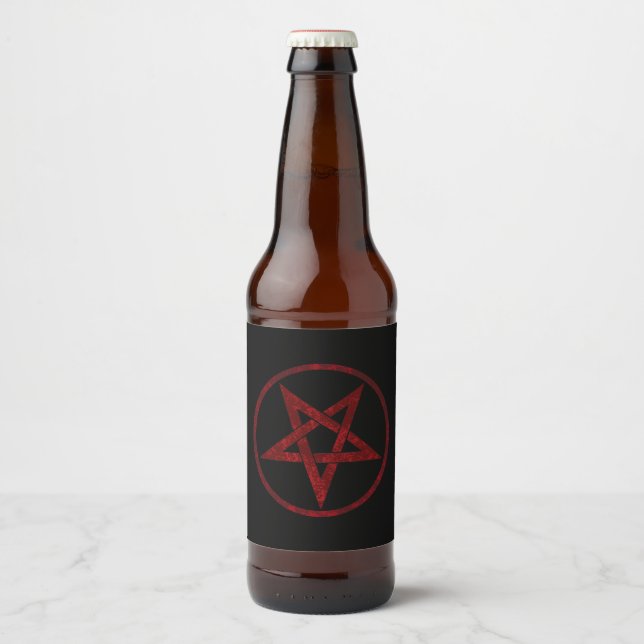 Etiqueta Para Botella De Cerveza Pentagram del diablo Rojo (Anverso)