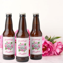 Etiqueta Para Botella De Cerveza Peony Bouquet Boda