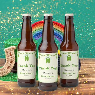 Etiqueta Para Botella De Cerveza Pequeño Lucky One Shamrock Baby Set Baby Shower