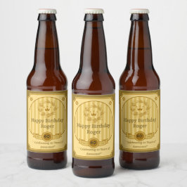Etiqueta Para Botella De Cerveza Personaliza Feliz Cumpleaños a un Amigo Detallado 