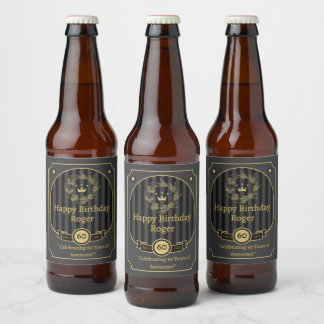 Etiqueta Para Botella De Cerveza Personaliza Feliz Cumpleaños a un Amigo Detallado