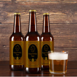 Etiqueta Para Botella De Cerveza Personaliza Feliz Cumpleaños a un Amigo Detallado 