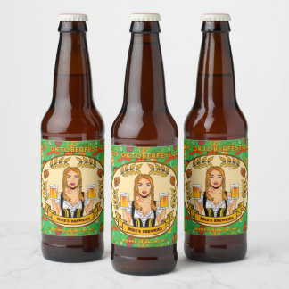 Etiqueta Para Botella De Cerveza Personaliza Pretzels Detallados De Salchicha Oktob