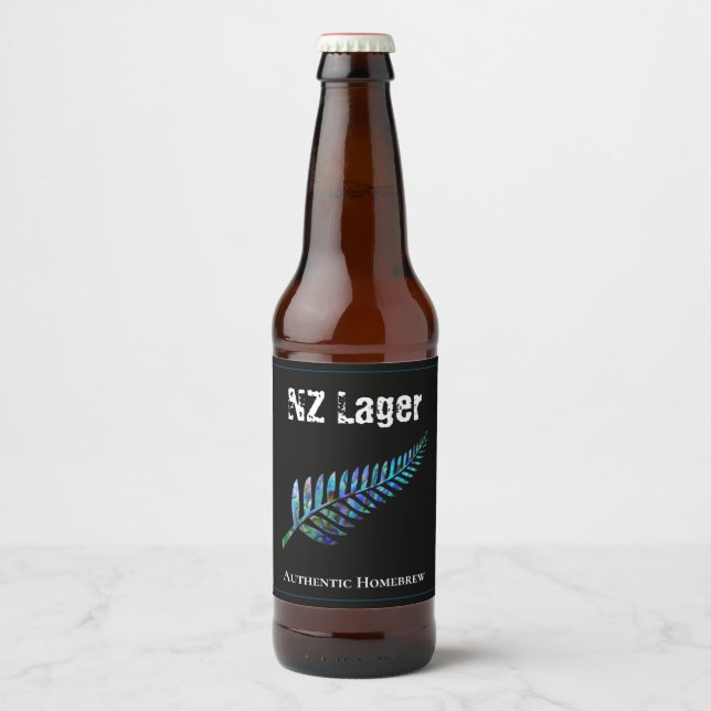 ETIQUETA PARA BOTELLA DE CERVEZA PERSONALIZABLE NUEVA ZELANDIA FERN (Anverso)