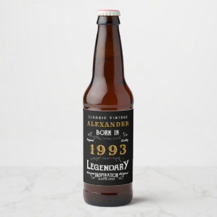 Etiqueta Para Botella De Cerveza Personalizado 30 cumpleaños Nacido en 1993 Vintage