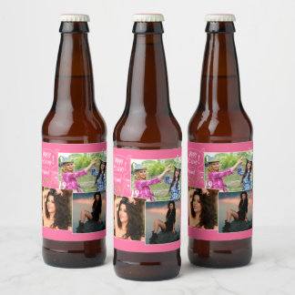 Etiqueta Para Botella De Cerveza Personalizado amigo feliz Collage de fotos de cump