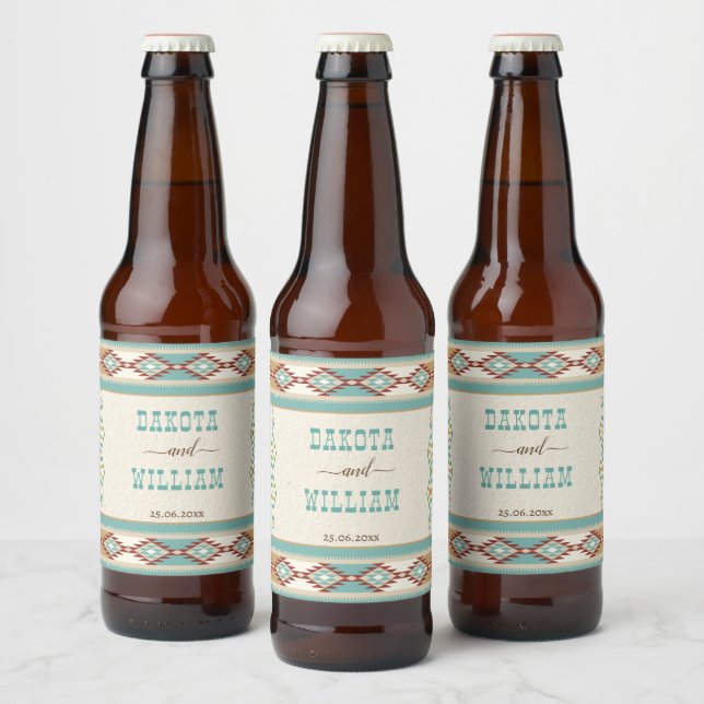 Etiqueta Para Botella De Cerveza Personalizado boda tribal boho del sudoeste (Botellas)