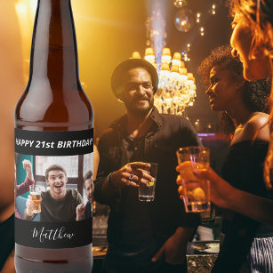 Etiqueta Para Botella De Cerveza Personalizado de fiesta de cumpleaños foto hombre 