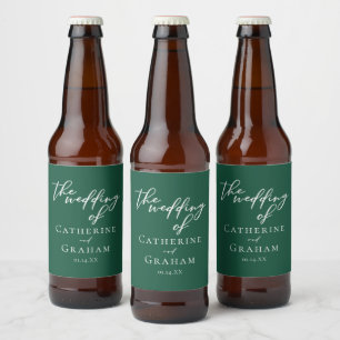 Etiqueta Para Botella De Cerveza Personalizado de tipografía verde esmeralda Boda f