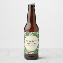 Etiqueta Para Botella De Cerveza Personalizado del Partido de Graduación Floral Ver