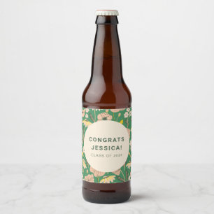 Etiqueta Para Botella De Cerveza Personalizado del Partido de Graduación Floral Ver
