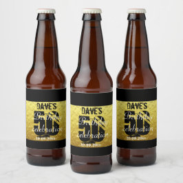 Etiqueta Para Botella De Cerveza Personalizado Elegante Black Gold Fiesta de cumple