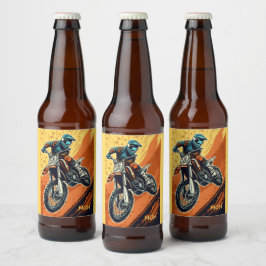Etiqueta Para Botella De Cerveza Personalizado Monograma Motocross