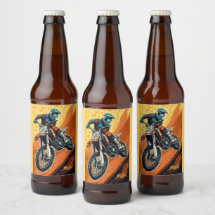 Etiqueta Para Botella De Cerveza Personalizado Monograma Motocross