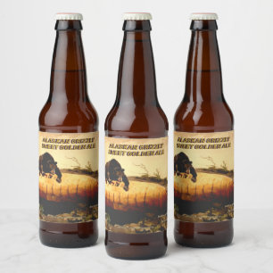 Etiqueta Para Botella De Cerveza Personalizar Alaskan Grizzly Golden Ale Detallado