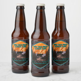 Etiqueta Para Botella De Cerveza Personalizar Black Bear Nature Mountains Blue