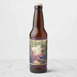 Etiqueta Para Botella De Cerveza Personalizar Hogar De Moose Forestal Salvaje Elabo