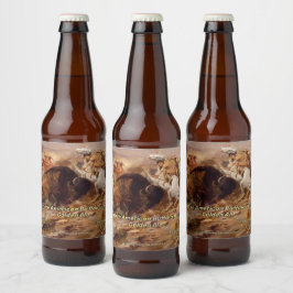 Etiqueta Para Botella De Cerveza Personalizar Nativo Estadounidense Caza de Búfalos