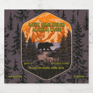 Etiqueta Para Botella De Cerveza Personalizar Oso Negro Naturaleza Montañas