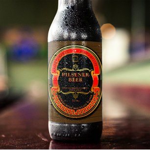 Etiqueta Para Botella De Cerveza Personalizar Rojo Negro Dorado Rústico