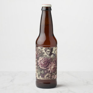Etiqueta Para Botella De Cerveza Pétalos de Ciruela Malvada – Diseño Floral Gótico