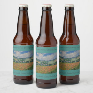 Etiqueta Para Botella De Cerveza Pintura de Claude Monet, campo de adormidera en Gi