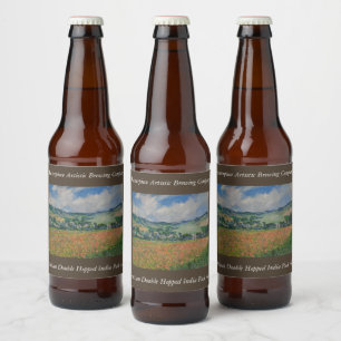 Etiqueta Para Botella De Cerveza Pintura de Claude Monet, campo de adormidera en Gi
