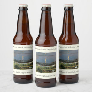 Etiqueta Para Botella De Cerveza Pintura de Edvard Munch, noche de verano junto a l