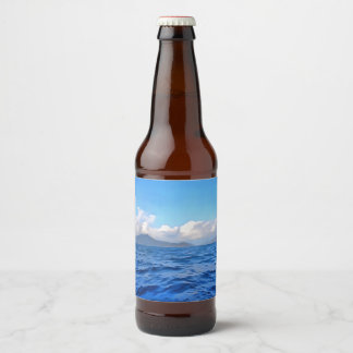 Etiqueta Para Botella De Cerveza Pintura de la Costa Turquesa del Marmaris Azul Ege