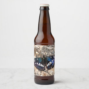 Etiqueta Para Botella De Cerveza Pintura de mariposa azul del almirante blanco del 