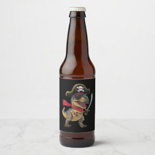 Etiqueta Para Botella De Cerveza Pirate Dinosaur T-Rex Funny disfraz de Halloween