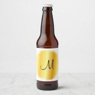 Etiqueta Para Botella De Cerveza Plantilla de monograma elegante moderno de oro fal