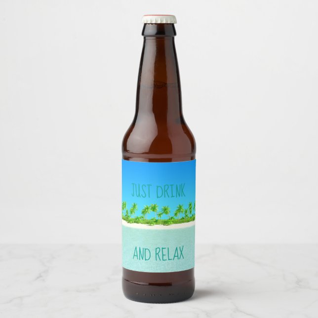 Etiqueta Para Botella De Cerveza Playa Tropical (Anverso)