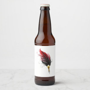 Etiqueta Para Botella De Cerveza Pluma de plumas rojas con nido de oro