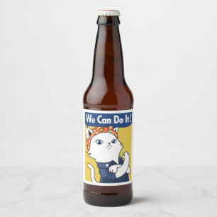 Etiqueta Para Botella De Cerveza ¡Podemos Hacerlo! El gato blanco Rosie the Riveter