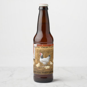Etiqueta Para Botella De Cerveza Pollo Sussex Mama Hen y Chicas