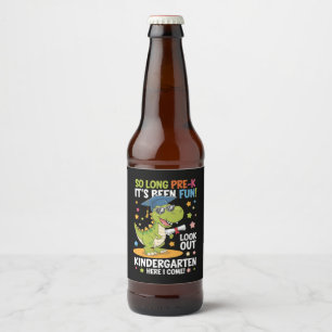 Etiqueta Para Botella De Cerveza Pre K Graduado Kindergarten Dinosaur T Rex