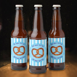 Etiqueta Para Botella De Cerveza Pretzel sobre la banda azul/blanca bávara - tu tex
