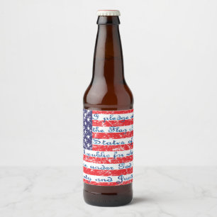Etiqueta Para Botella De Cerveza Promesa de Allegiance Bandera de los Estados Unido