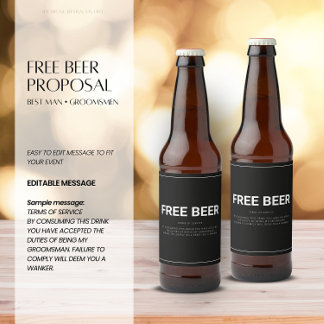 Etiqueta Para Botella De Cerveza Propuesta de Free Beer Groomsman