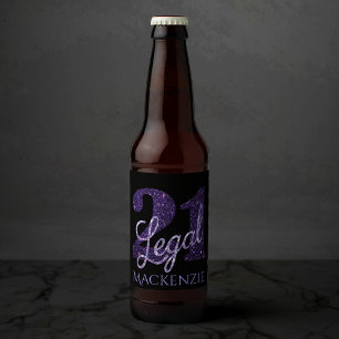 Etiqueta Para Botella De Cerveza Púrpura 21 y legal   Moda 21ª Personalizado de c