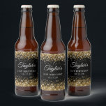Etiqueta Para Botella De Cerveza Purpurina de oro Black 21st Birthday<br><div class="desc">Crea tus propias etiquetas de botellas de cerveza de cumpleaños para su celebración especial de cumpleaños 21. Personalizar los sofisticados estilos de escritura de caligrafía. El fondo es de color dorado y brillante, con un color de fondo negro sólido y personalizable. Todos los destellos y purpurinas de este moderno diseño...</div>
