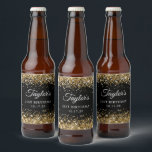 Etiqueta Para Botella De Cerveza Purpurina de oro Black 21st Birthday<br><div class="desc">Crea tus propias etiquetas de botellas de cerveza de cumpleaños para su celebración especial de cumpleaños 21. Personalizar los sofisticados estilos de escritura de caligrafía. El fondo es de color dorado y brillante, con un color de fondo negro sólido y personalizable. Todos los destellos y purpurinas de este moderno diseño...</div>