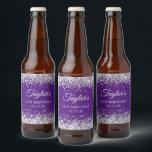 Etiqueta Para Botella De Cerveza Purpurina de Plata Royal Purple 21st Birthday<br><div class="desc">Crea tus propias etiquetas de botellas de cerveza de cumpleaños para su celebración especial de cumpleaños 21. Personalizar los sofisticados estilos de escritura de caligrafía. El fondo es de color glamuroso y brillante, con un purpurina de plata fino en el que se aprecia un color de fondo violeta real y...</div>