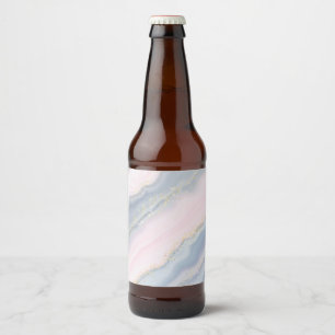 Etiqueta Para Botella De Cerveza Purpurina de textura de piedra de pastel de mármol