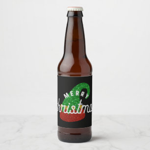 Etiqueta Para Botella De Cerveza Purpurina Elf Gorra