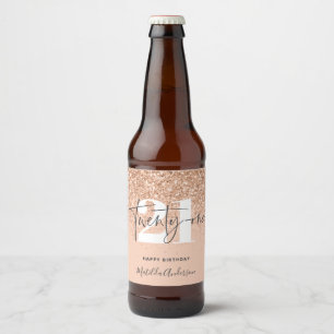 Etiqueta Para Botella De Cerveza Purpurina Girly destelló moderno fiesta de cumplea