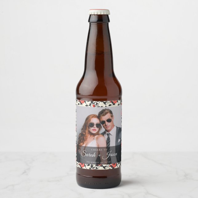 Etiqueta Para Botella De Cerveza Radiant Rose Flower Wedding Beer Label (Anverso)