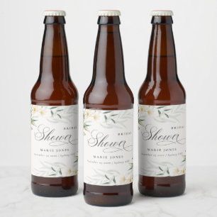 Etiqueta Para Botella De Cerveza Ramo floral de vegetación rústica blanca para duch