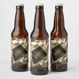 Etiqueta Para Botella De Cerveza Rectángulos inclinados en tonos beige o madera